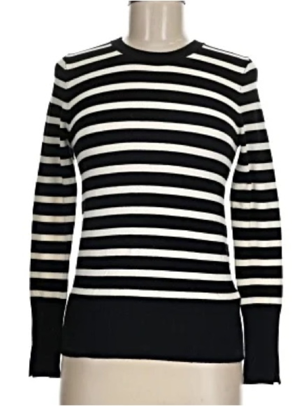 Zara Black and White Striped Crewneck Sweater